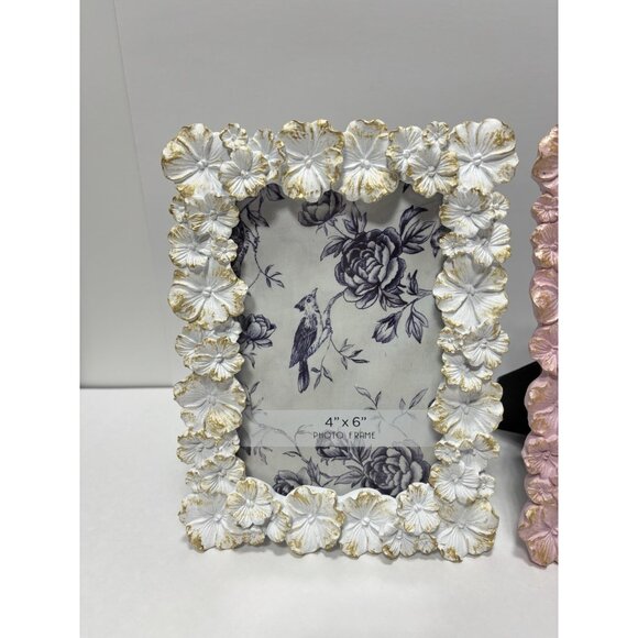 Frames 3pc Pink & White 3D Flower Floral Photo Frames 4x6" Decorative Set *Read* - Picture 5 of 16